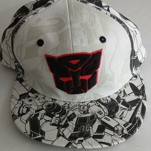 Transformers Flat Bill Baseball Cap – Flex Fit – One Size – Black & White Graphi